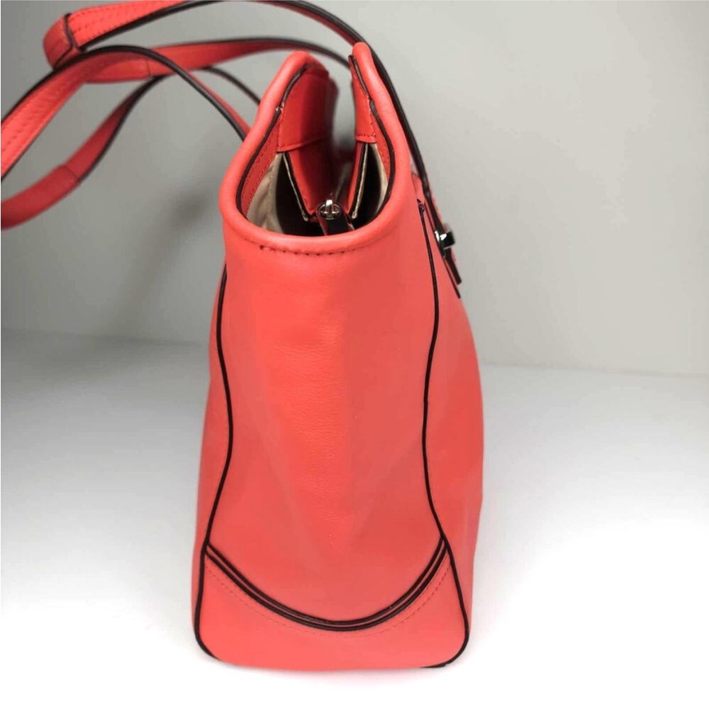 Coach Taylor Coral Leather Tote with Logo Patch - Picture 15 of 16